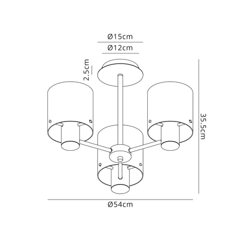 Brooks Semi Flush Light 3 Light
